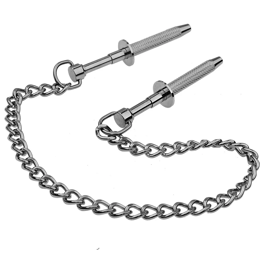 Grampos de leite mamilo de aço inoxidável com corrente metálica BDSM Bondage, brinquedos sexuais para casais, clipe de lábios mamários, escravos