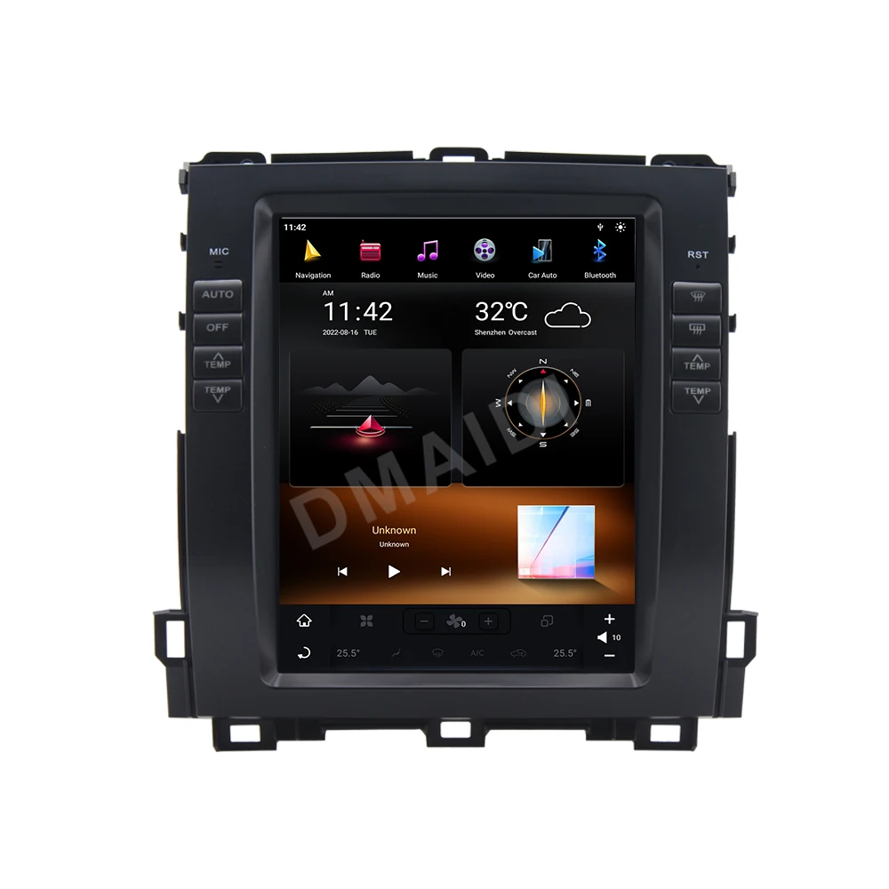 Tesla Style Radio mobil Qualcomm Android 11, pemutar Multimedia untuk Lexus GX470 2004 - 2009 untuk Toyota Land Cruiser Prado Stereo GPS