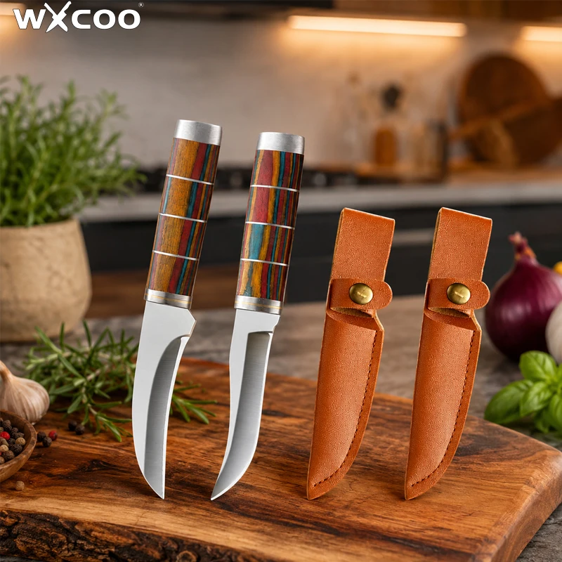 WXCOO Edelstahl-Metzgermesser, Fleischmesser, BBQ-Messer mit Abdeckung, Kochmesser für Obst und Gemüse, Küchenzubehör