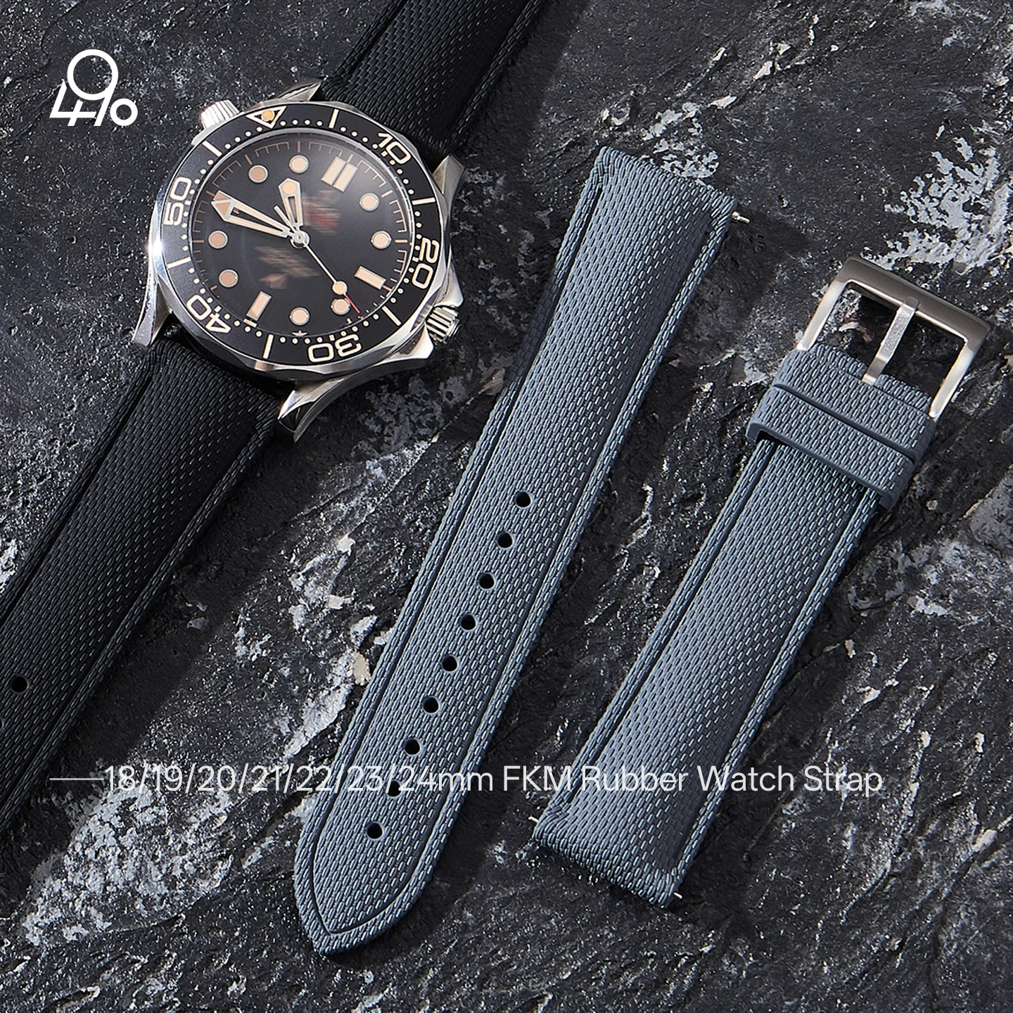 

Fashion Black Grey White Rubber Watch Band 18/19/20mm Sport 23mm 24mmMen Women Unisex 21mm 22mm FKM Watch Strap for Omega Seiko