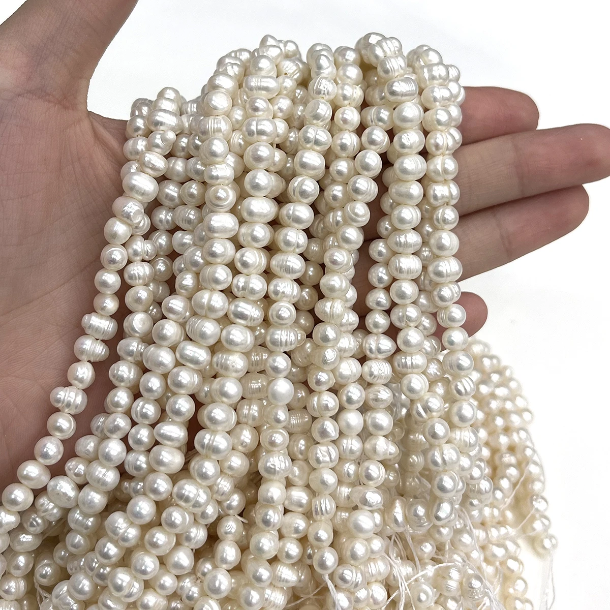 Natural Freshwater Pearl White Bead Strings—Sizes 4–5–6 mm—18 Cm Jewelry Making DIY Necklace Bracelet Earring Accessory Women