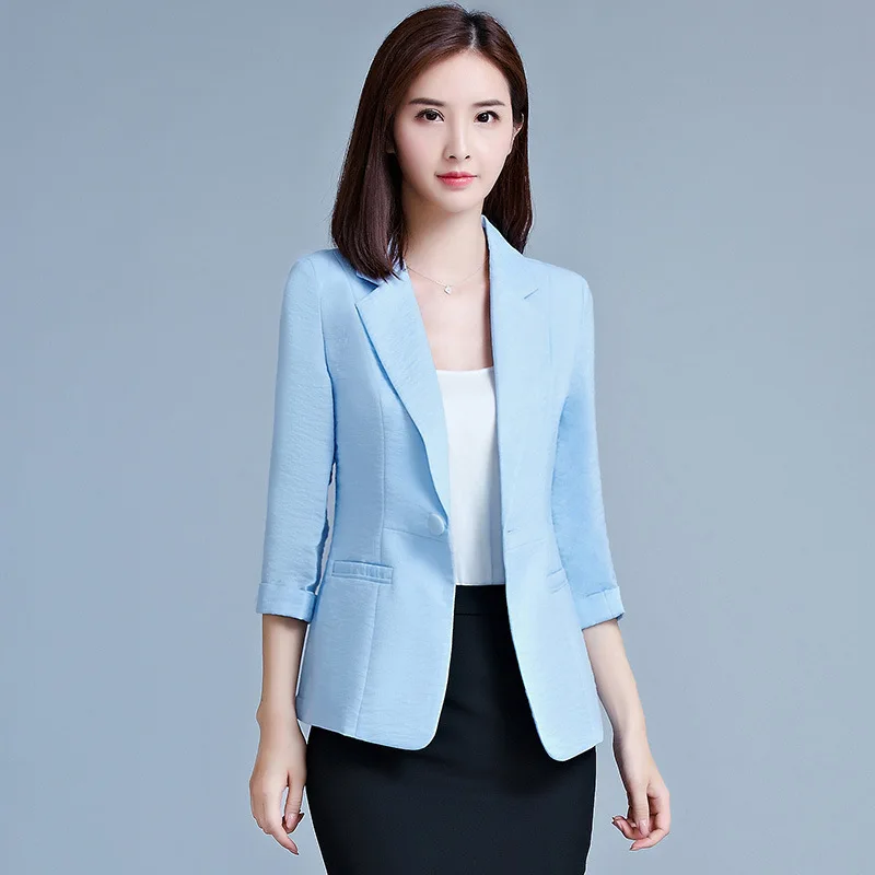 Women Blazers Long Sleeve Slim Blazer Feminino Plus Size Solid / Plaid Coat Women Jacket Female Black Blue Pink Blazer Femme