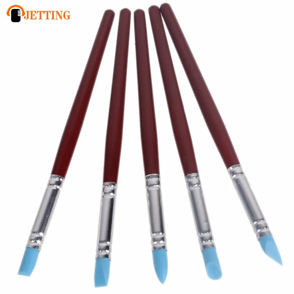 5Pcs Art Craft Clay Pottery Tools Modeling Sculpture Sculpting Carver Carving Tools Pen Silicone Fondant Shaping Pen Brush Hot