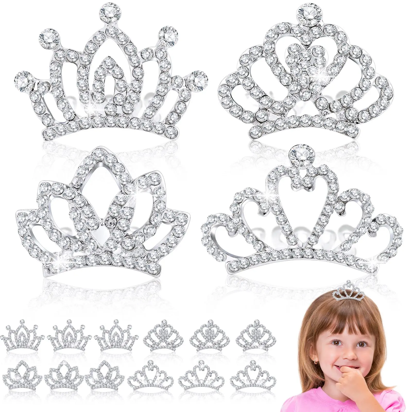 

Mini Tiara Hair Clips Princess Small Princess Crown Comb Costume for Princess Party Favors Decorations Girls Children