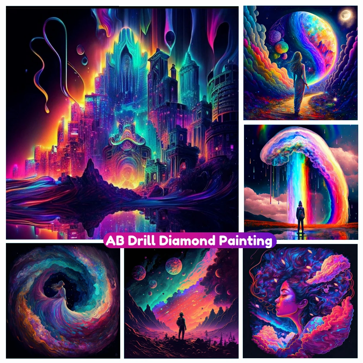 

5D AB Drill Diamond Painting Rainbow Fantasy Universe Landscape Mosaic Embroidery Cross Stitch Kit Rhinestones Home Decor Gift