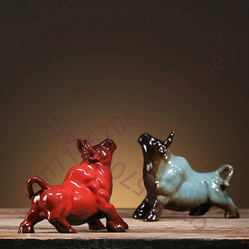 

Керамический фигурка-питомец Буффало для чая Пуэр в стиле Кунг-фу, маленькие фарфоровые украшения Фэн-шуй, декор для дома, офиса, рабочего стола, изделия ручной работы