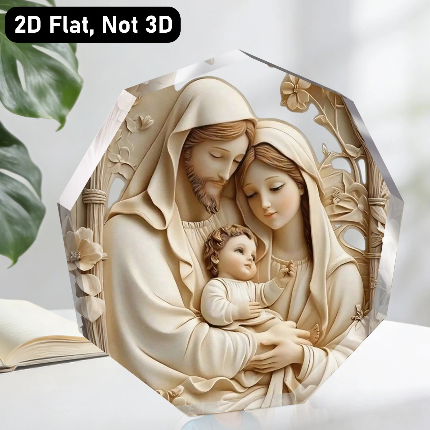 Holy Night Scene Acrylic Ornament - Virgin Mary & Jesus Christ Religious Charming Church Desktop  Plaques & Signs, Easter Gifts