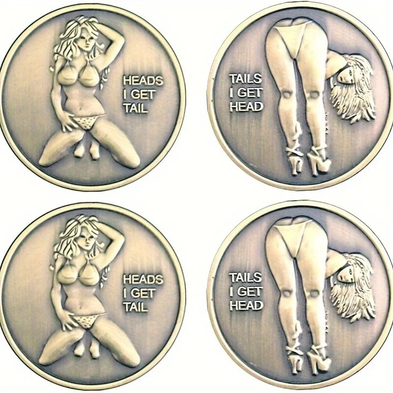 Bronze Lucky Amulet Bikini Youth Challenge Coin Set of 1/2pcs - Ideal Golf Marker and Poker Card Keeper, Perfect Gift for Men