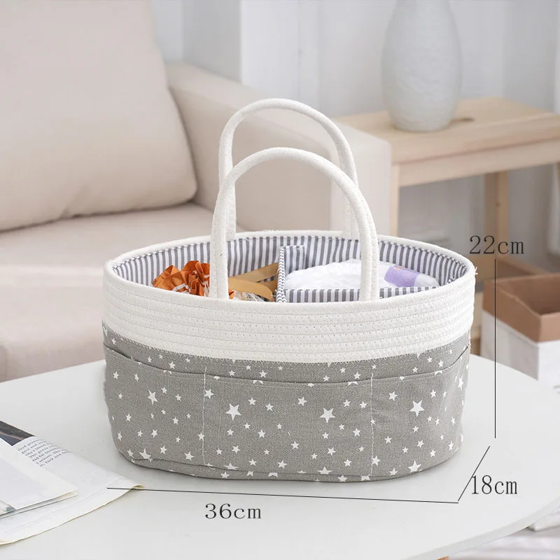 Travel Portable Mommy Bag Cotton Rope Diaper Bag Feeding Bottle Storage Handbag Multifunctional Baby Products Organizer Basket