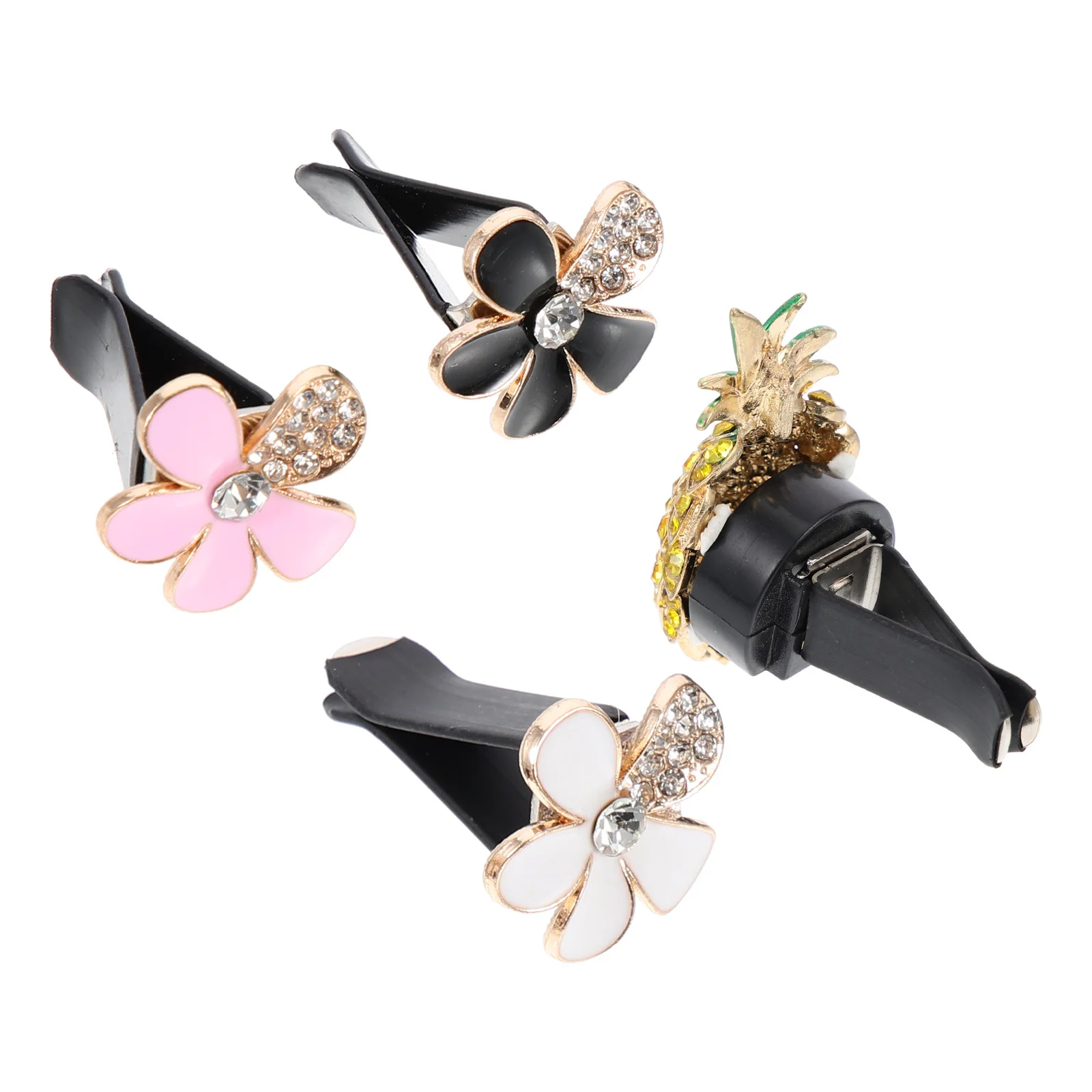 

4Pcs Creative Car Air Vent Clips Aromatherapy Decorative Alloy Flower Car Accessories for Women Fresh Smell Air Vent Decoration