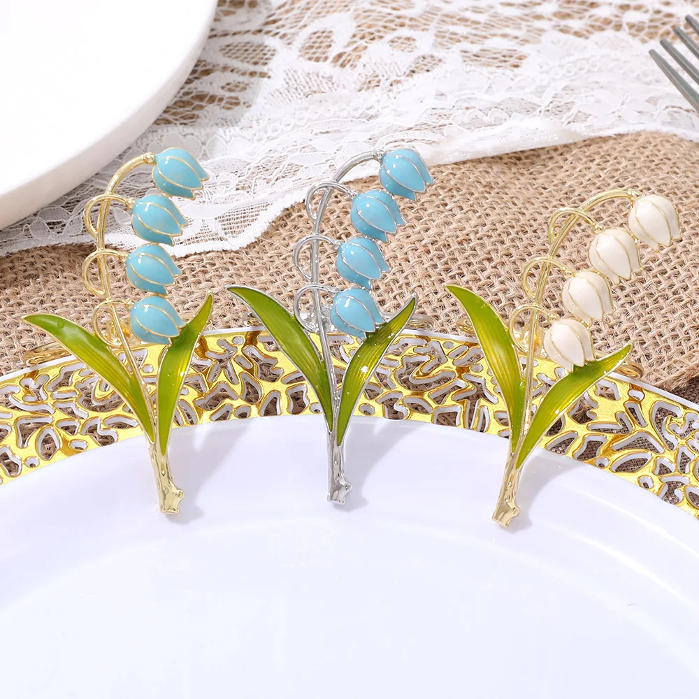 1pc Minimalist style painted flower series napkin ring simulation bell orchid napkin ring tulip napkin clasp