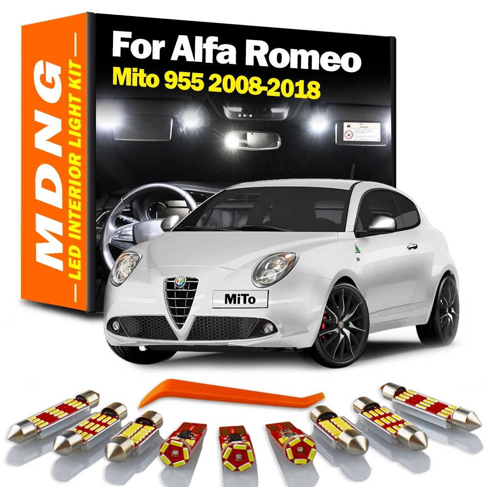 MDNG 10 sztuk Canbus żarówki samochodowe LED wnętrze mapa drzwi Dome schowek na rękawiczki zestaw oświetleniowy dla 2008-2018 Alfa Romeo Mito 955 akcesoria samochodowe
