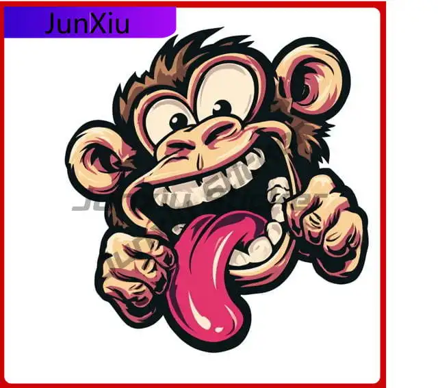 

Winking Monkey Tongue Out Unique Car Laptop Window Bumper Waterproof Vinyl Decal Accessory Aesthetic Unique Trendy Vintage