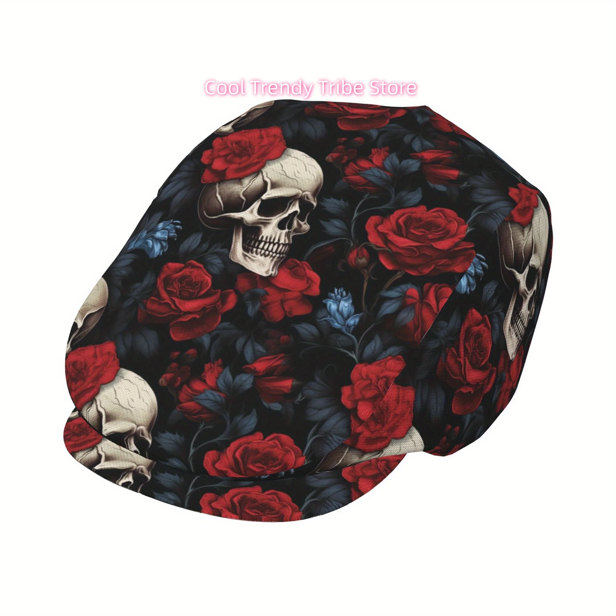 1pc 3D Skull Full Face Print Beret Fashion Newsboy Cap Unisex Golf Cap Outdoor Sports Leisure Activities Formal Occasions Fashio