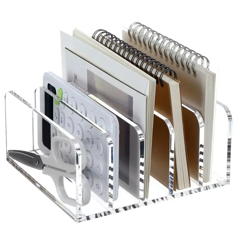Vertical File Organizer Letter Holder Transparent Desktop Organizer File Sorter Acrylic Mail Organizer Tablets Smartphones