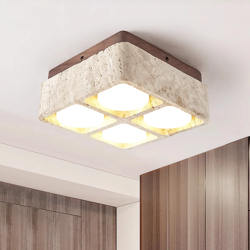 LED Ceiling Lights Yellow Cave Stone Living Room Lighting Square Box Dare Bedroom Decor Ceiling Lamp Surface Mounted Downlight