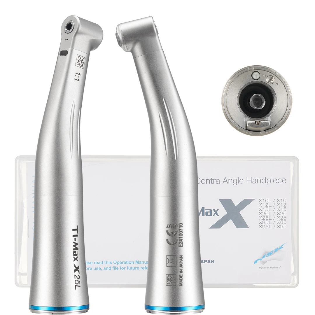 X25L Dental Contra Angle Handpiece 1:1 Direct Drive Low Speed Fiber Optic Handpiece E-Type Electric Micromotor