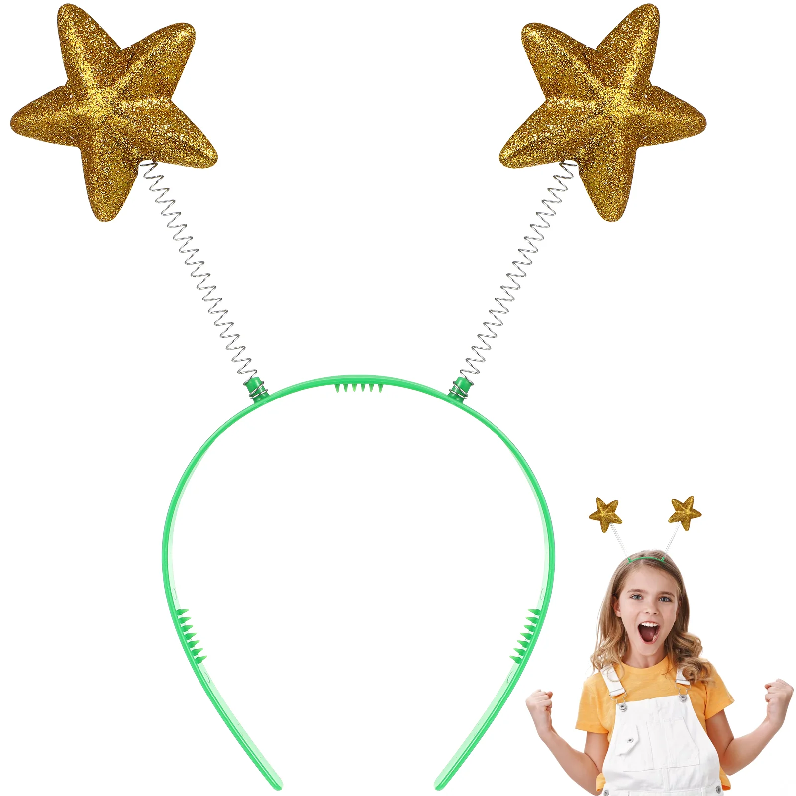 

8 Pcs Pentagram Headband Sequined Headdress Star Hair Hoop Accessories for Girls Antenna Foam Headwear Child Green Tinsel