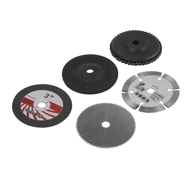 ABWP-5Pcs 10Mm 보어 앵글 그라인더 용 75Mm 커팅 디스크 금속 원형 톱 블레이드 플랫 플랩 그라인딩 휠 밀링 도구