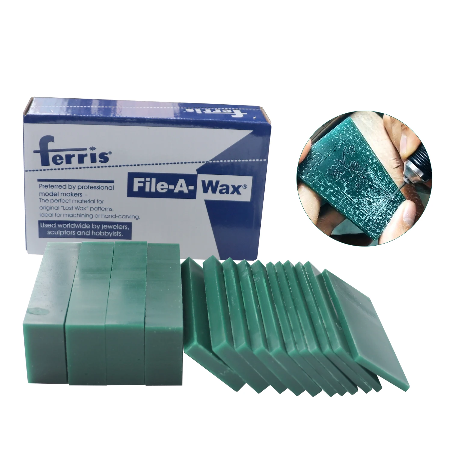 Jewelry Carving Wax Block by Ferris | Blue/Green Wax for Precision Engraving and Model Design