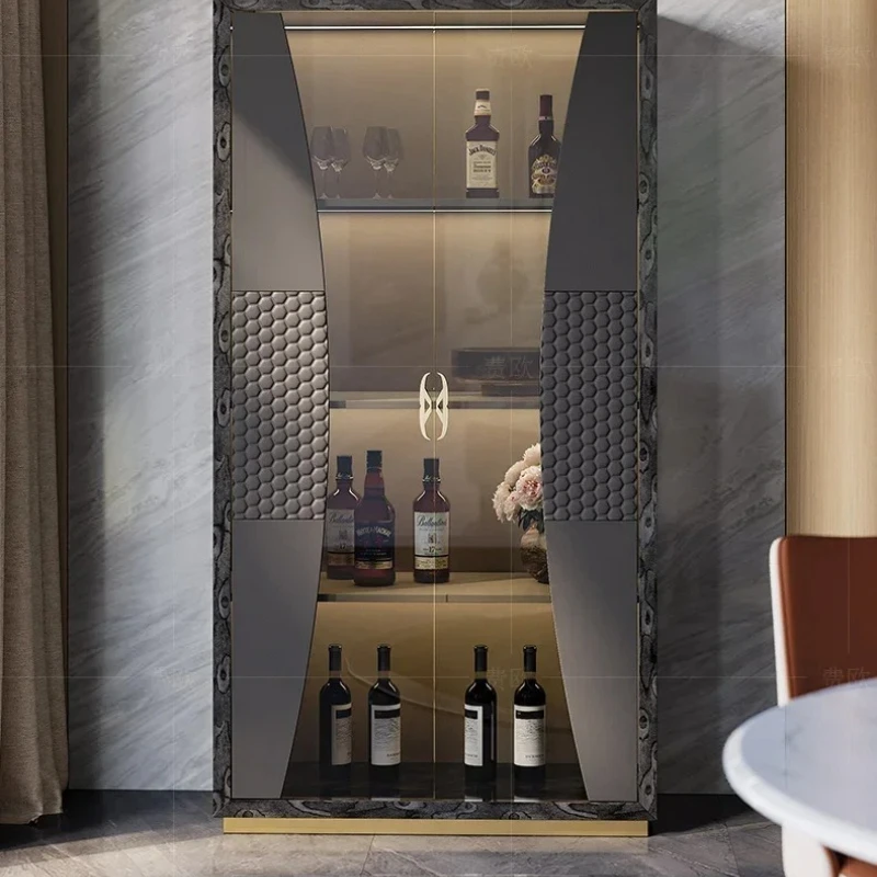 

B light luxury glass wine cabinet custom restaurant wall storage designer paint bookshelf