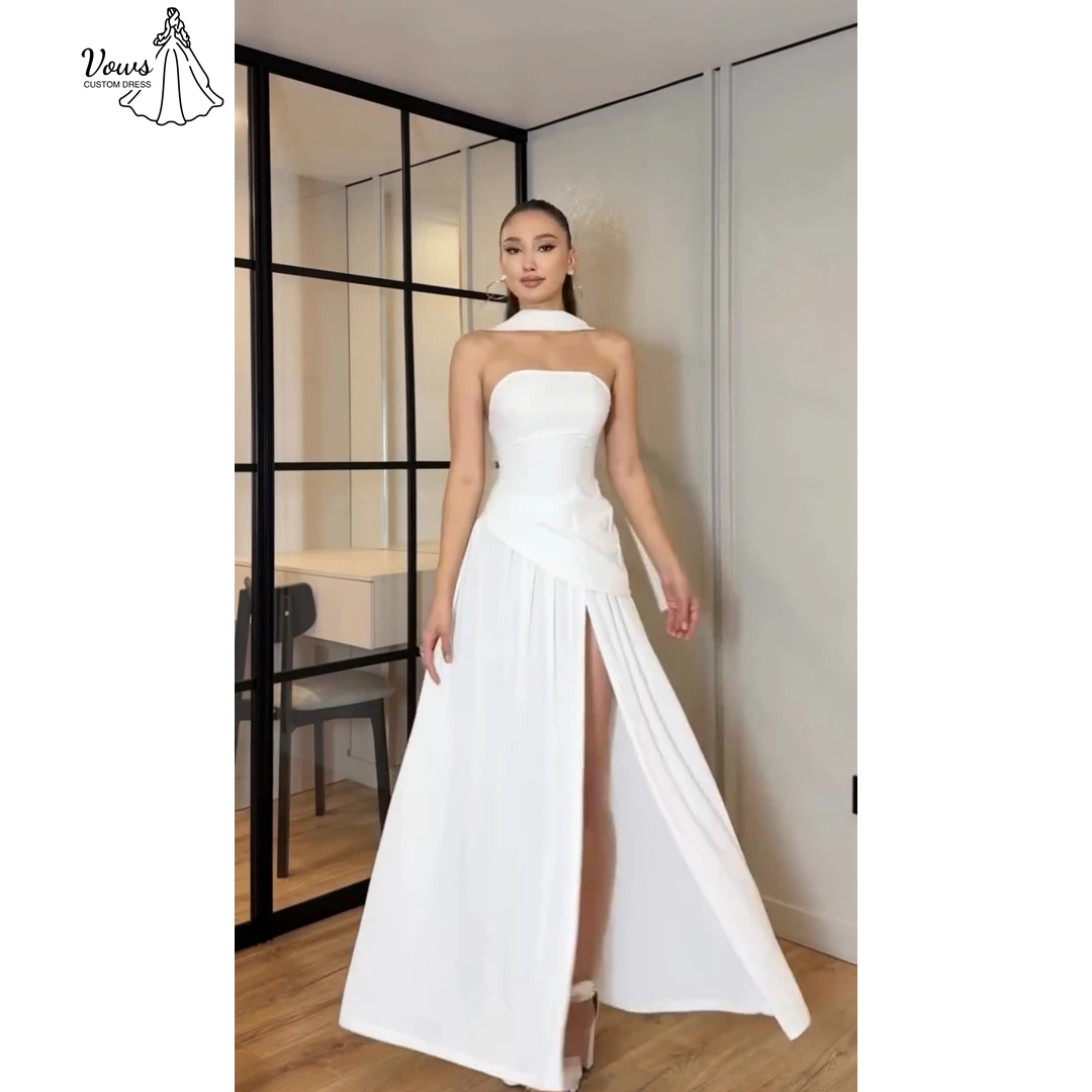 

Vows Custom Made Elegant Evening Party Dresses for Women Ribbon Line A Luxury Prom Dresses 2025 White Gala Dress Robe Soiree