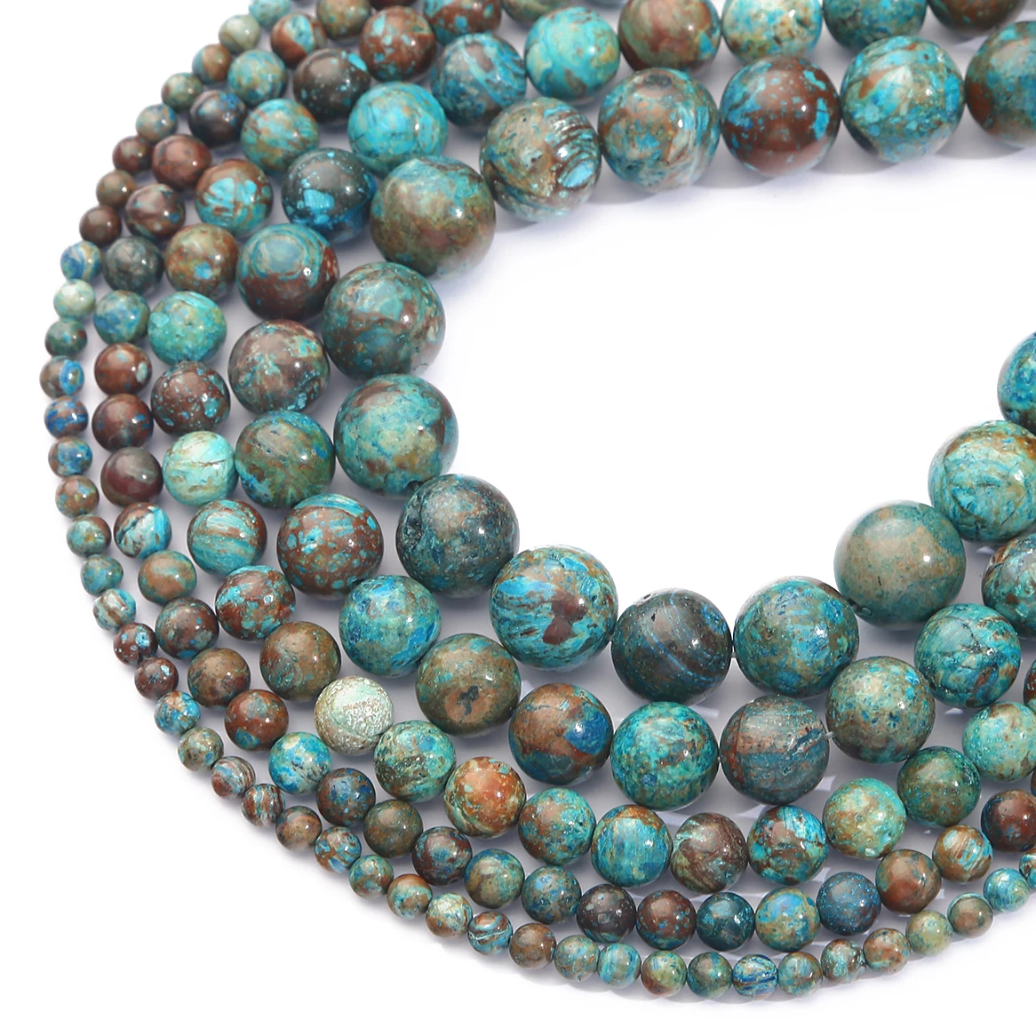 Naturstein, blaues Serpentinenmuster, Streifen, Achate, rund, lose Abstandsperlen für die Schmuckherstellung, DIY-Armband, Halskette, Zubehör – Detail 3