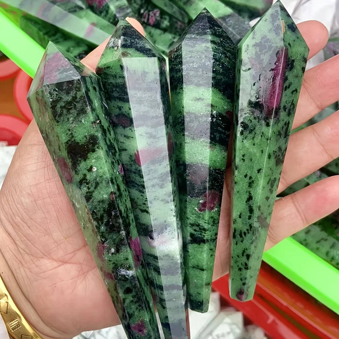 1Pc Natural Red Zoisite Point Magic Wand Scepter Crystal, A Stone That Reacts To UV Light, Loose Gemstones Ideal for Home Decor