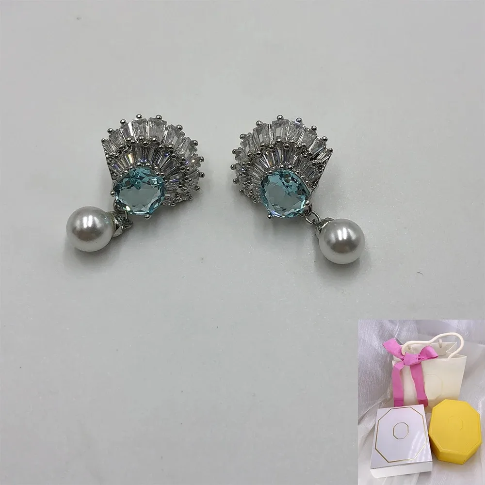 

New popular Idyllia droplet shaped blue shell earrings imitating crystal pearls, exquisite accessories for women's beach parties