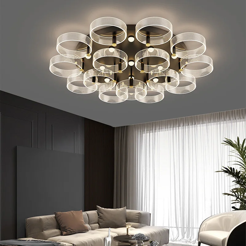 

Современный железный потолочный светильник, нежное освещение, светильники для столовой, спальни, атмосферный светодиодный потолочный светильник для гостиной, кухни