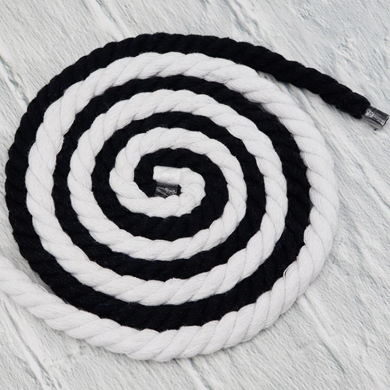 Unisex Round Thick Rope Shoelaces 1pair Polyester Cotton High Quality Solid Color 0.8cm Width 100-160cm Shoelaces