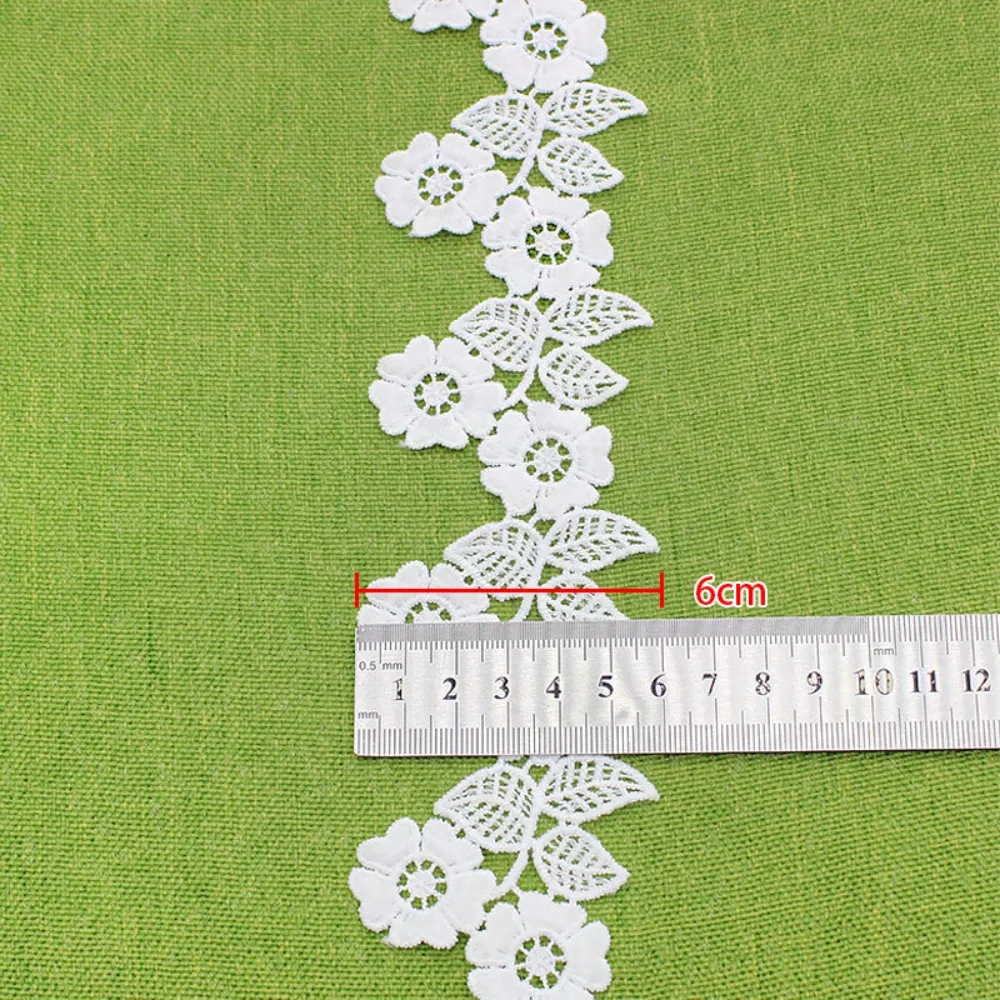 1 Yard White Milk Silk Water Soluble Embroidery Lace Trim 6cm Wide Hanfu Children Dress Skirt Decoration Sewing Accessories
