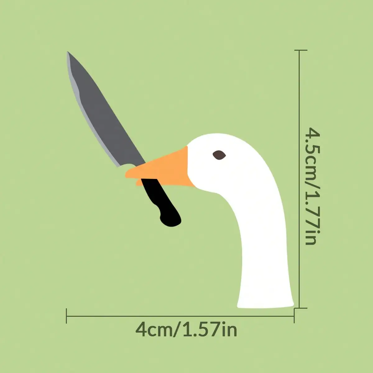 Lustiger Gans mit Messer Autoaufkleber, Niedlicher Cartoon Wasserdichter Vinyl-Aufkleber für Rückspiegel, Helm, Laptop