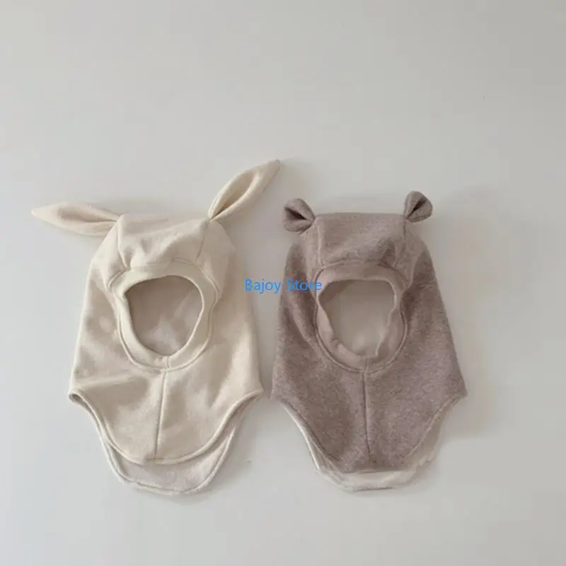 

63HE Eared Newborn Hat Autumn Winter Solid Warm Beanie Trendy Soft Pullover Hat Outdoor Windproof Earflap Bonnet