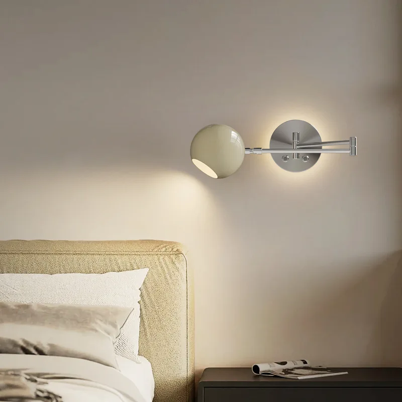 Modern Minimalist Chrome Wall Lamp Scalable Swing Arm Bedside Wall Light for Reading LED E27 Metal wall Sconces decor Fixtures