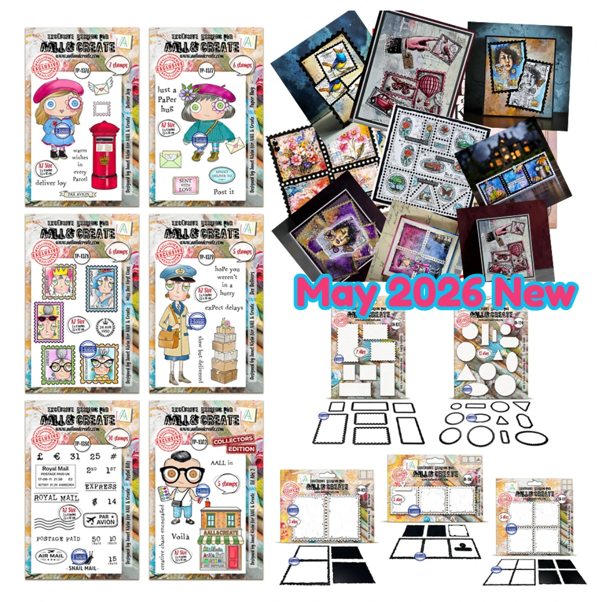 Matrices de découpe en métal et pochoirs pour timbres postaux miniatures motif géométrie abeille, pour scrapbooking DIY et création d'albums faits main, Nouveauté Mai 2026