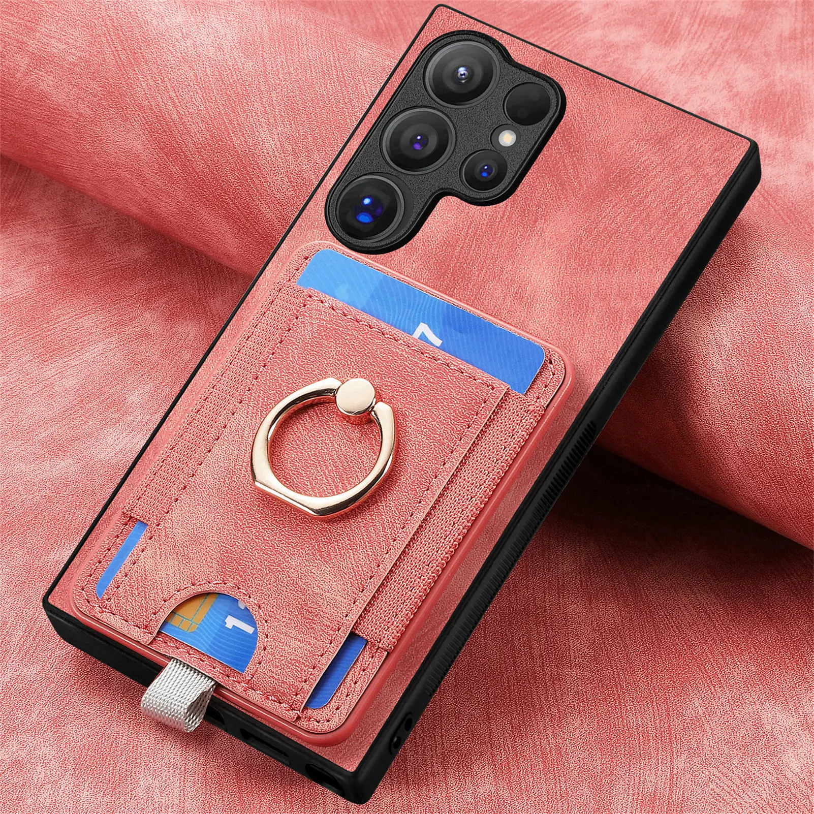 

For Samsung Galaxy S26 Ultra/S26 Plus/S26 Magnetic Leather Wallet Card Holder Swivel Ring Wireless Charging Shockproof