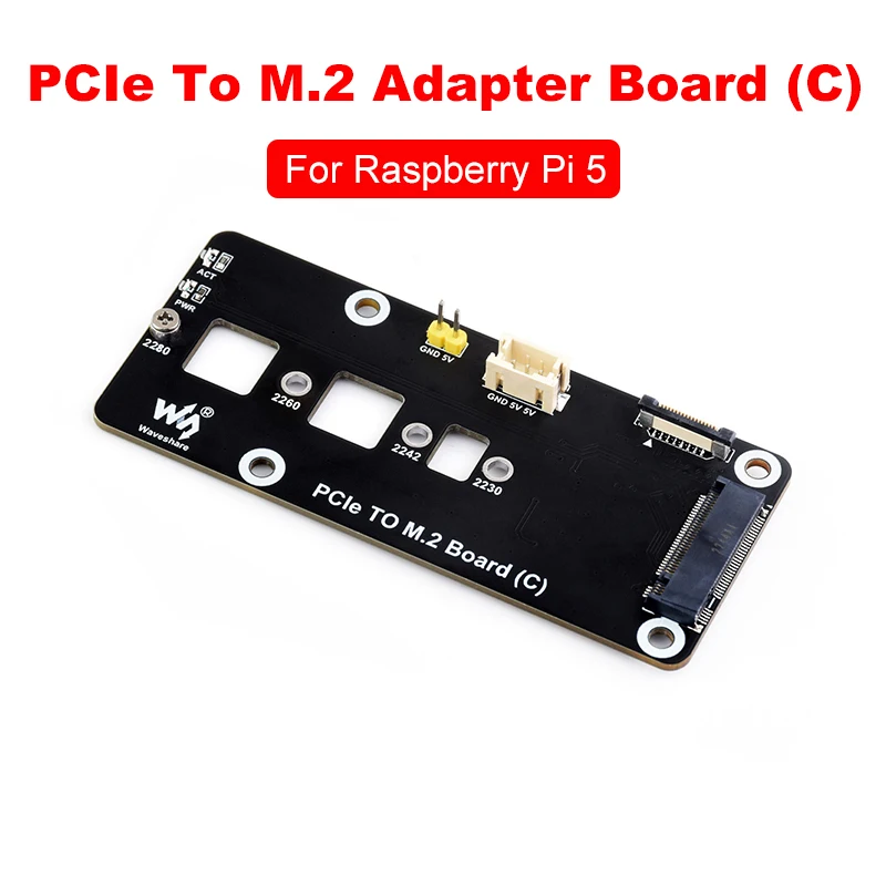 PCIe to M.2 Board(C) High-Speed Read and Write for Raspberry Pi 5 2280 / 2260 / 2242 / 2230 size NVMe Protocol M.2 SSD