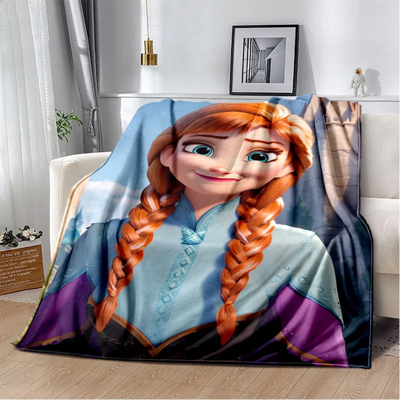 Miękki pluszowy koc Cartoon Frozen Elsa, śnieżna księżniczka flanelowy koc do salonu sypialnia narzuta na sofę dziewczyna prezent