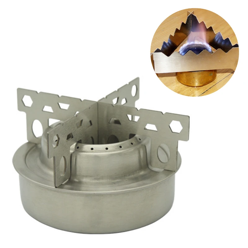 Camping Stove Outdoor Hiking Picnic Ultralight Cooking Stove With Lid Aluminum Alloy Alcohol Stove Burner Adaptor