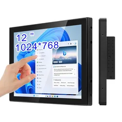 Zhixianda Capacitive Touch Screen Monitor 12 Inch 1024*768 Waterproof Flat True  Wall Mount Industrial Display With VGA HDMI USB