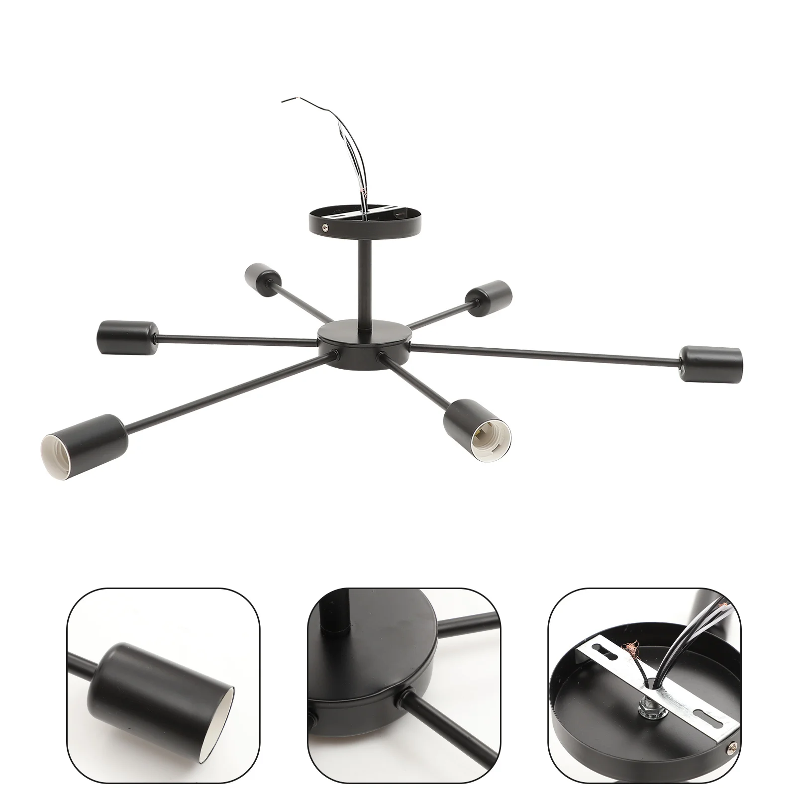 

6-Head Black Chandelier Modern Semi-Recessed Ceiling Light Bedroom Living Room Corridor Flush Mount Lighting Home Decor