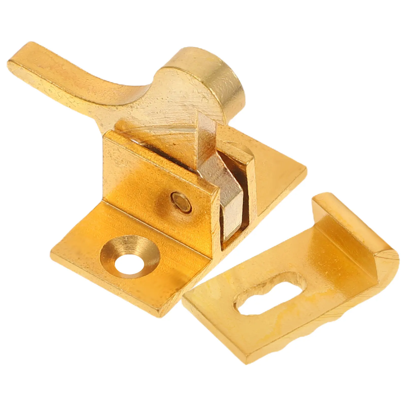 1Set Brass Window Security Latch Retro Exposed Design Automatic Locking Catch for Windows Cabinets Doors Anti-Theft Use