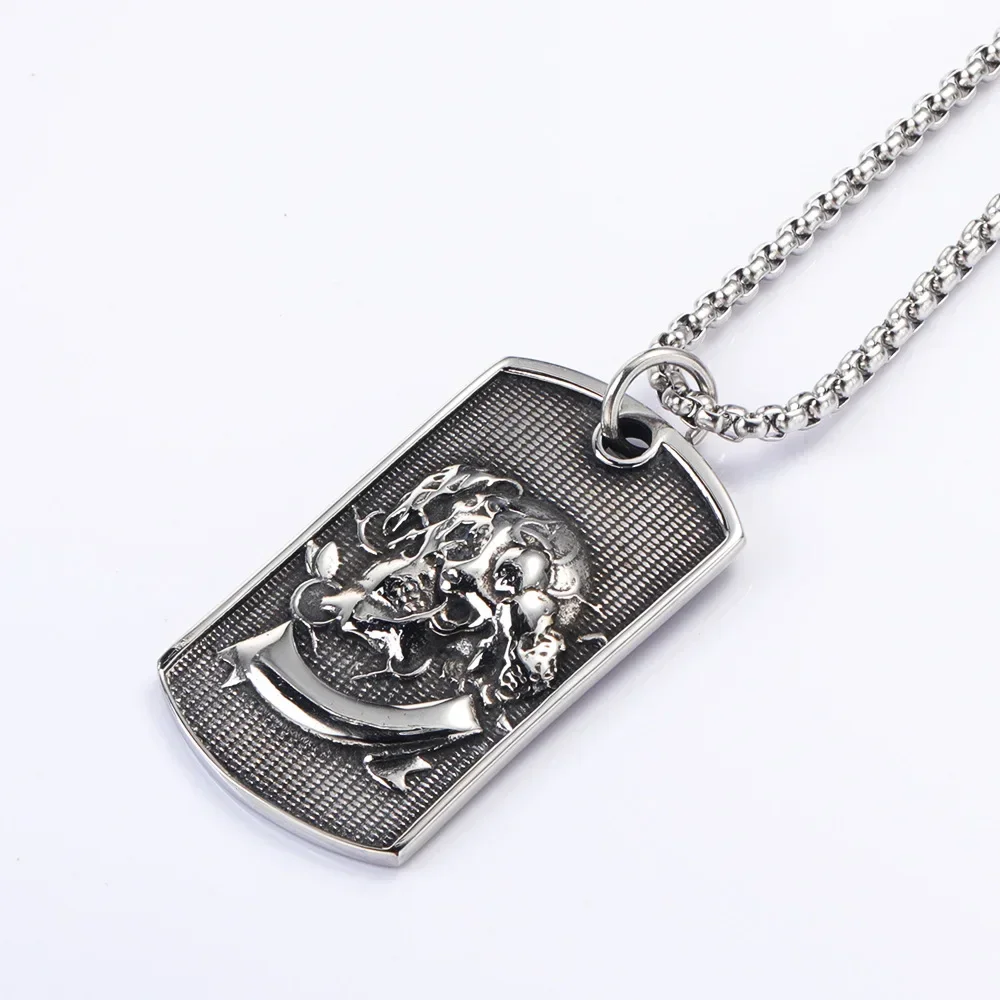 Hip-hop Military Brand Stainless Steel Punk Skull Head Sweater Pendant Men's for Necklace Chains