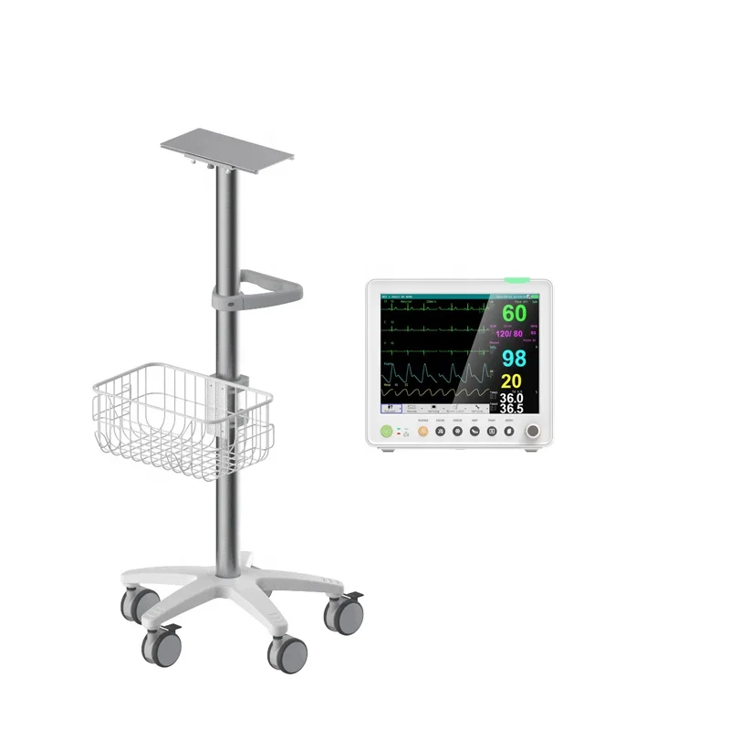 Veterinary Good quality monitors stand stainless steel medical instrument veterinary monitors trolley for pet use