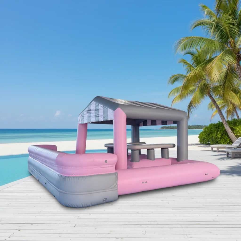 New Stylish Customized  Outdoor Inflatable Pool Bar Tent Inflatables  Swimming Pool Water Bar With Sofa Pool