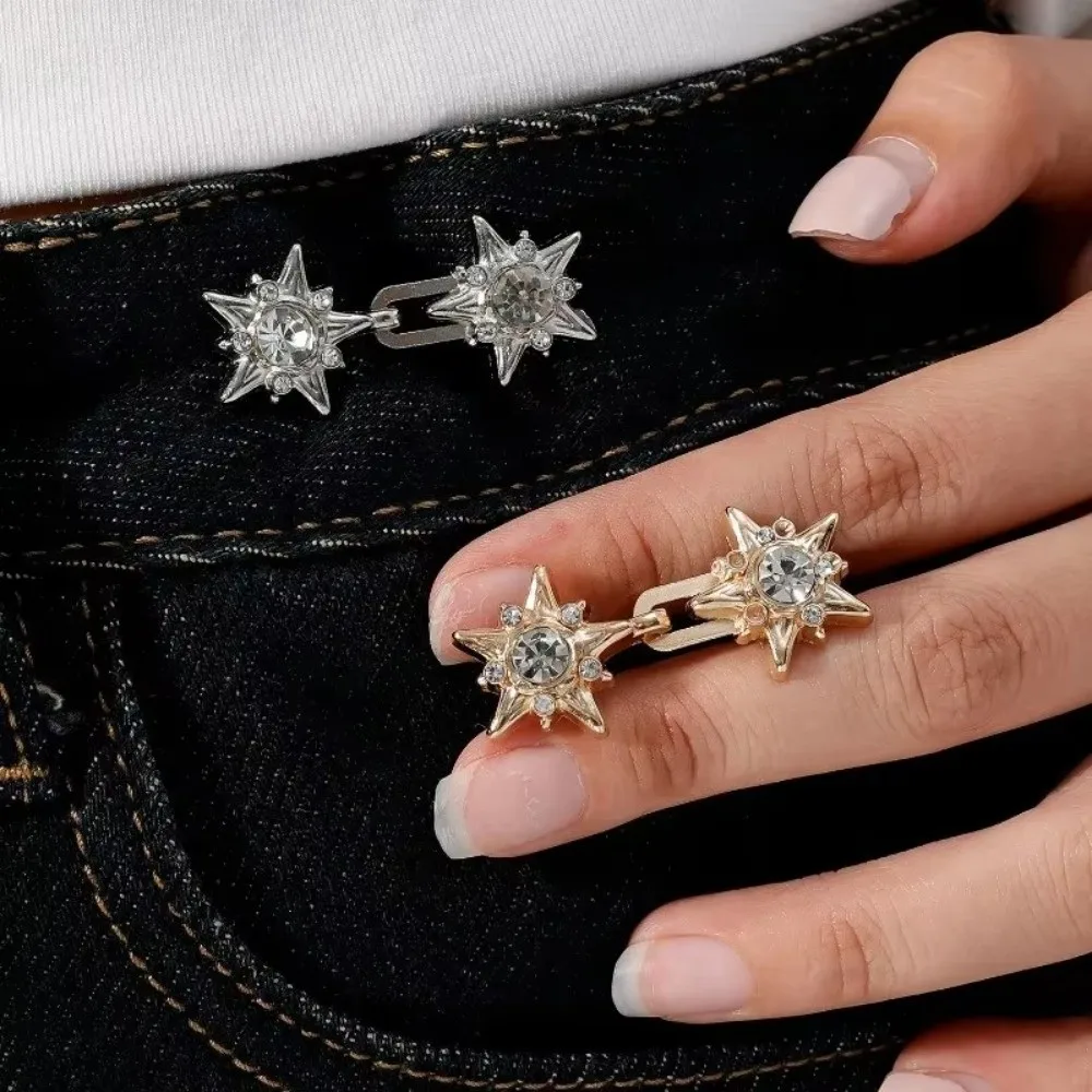 New Five Pointed Star Jeans Buttons Adjustable Fixed Waist Buckle Waist Tightening Tool Butterfly Safety Pins Scarf Fastening