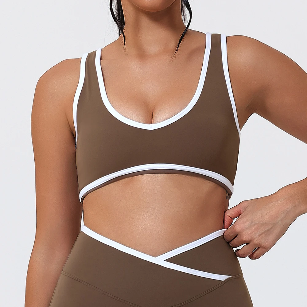 Новый спортивный бюстгальтер для женщин, сексуальный укороченный топ для спортзала, женское нижнее белье, мягкие удобные топы-трубы, женский бюстгальтер с цветными блоками, спортивная одежда