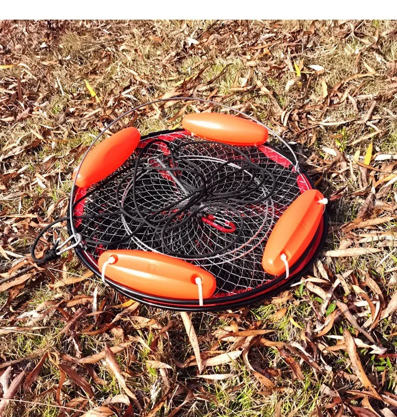 Imagem -05 - Cesta de Peixe Dobrável de Proteção de Quatro Peixes Flutuantes Rede de Pesca do Mar Malha Ensacada Gaiola de Secagem Rápida Aço Inoxidável