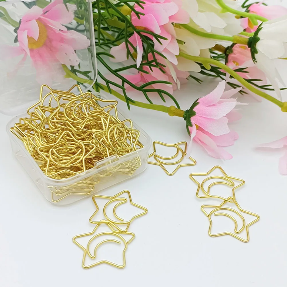 

100pcs Star shaped Paper Clips Mini Golden Office Supplies Document Binder Bookmarks Reading Accessories Practical Durability